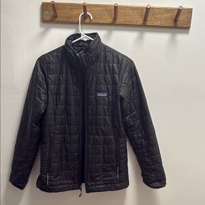 Patagonia Black Puffer Jacket with Stand-Up Collar